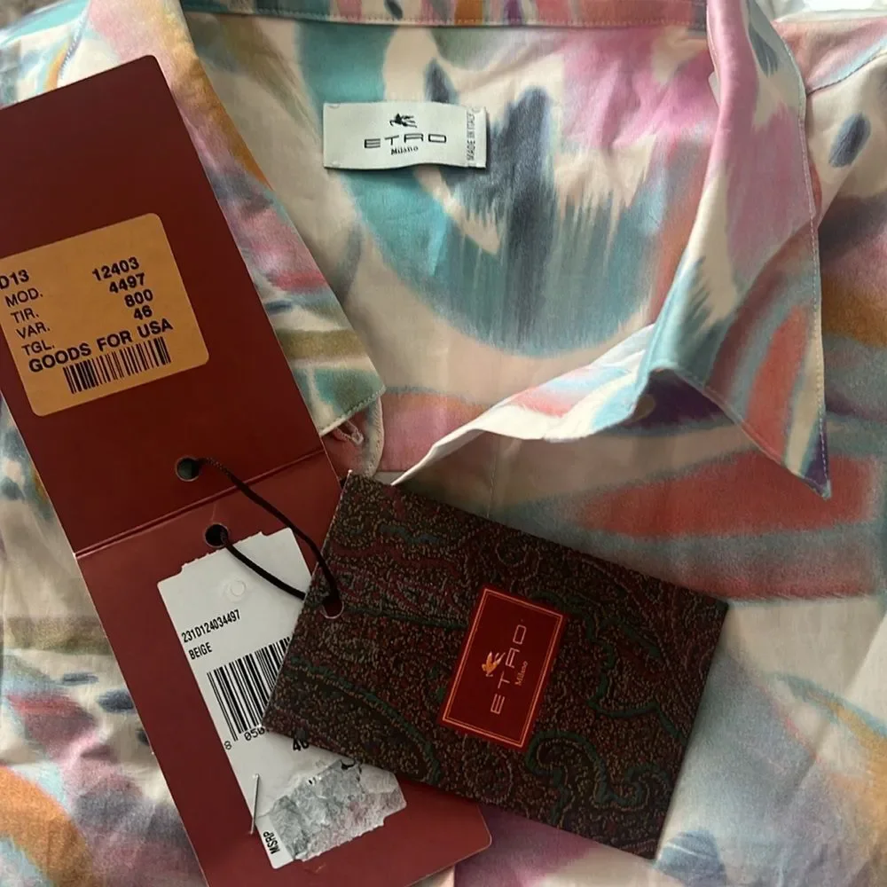 ETRO Milano Printed Button Front Shirt, NWT, Size 46 - Picture 13 of 15
